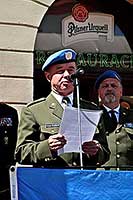 Připomínka výročí ukončení 2. světové války a slavnostní nástup Modrých baretů, náměstí Svornosti Český Krumlov, 7. května 2011, foto: Lubor Mrázek (7/20)